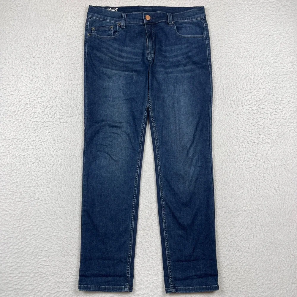 Mugsy Jeans Slim Fit Mens 33x30 Blue Dark Wash Stretch Denim MFLX2SFU Casual